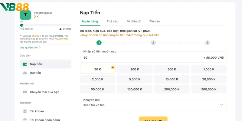 Giao dịch thanh toán nạp - rút tiền tiện lợi, xử lý nhanh chóng